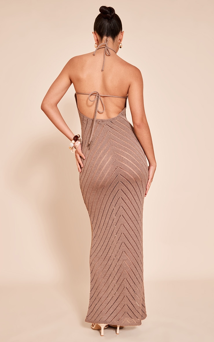 Mocha Chevron Knitted Maxi Dress image 2
