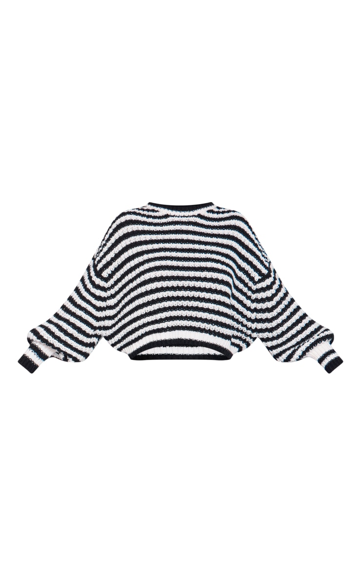 Monochrome Chunky Stripe Knit Cropped Jumper image 5