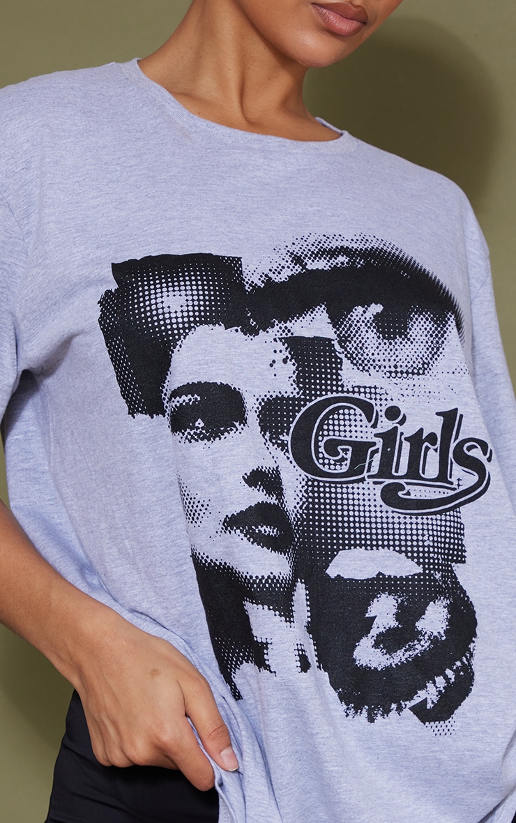 Grey Girls Print T Shirt Tops PrettyLittleThing USA