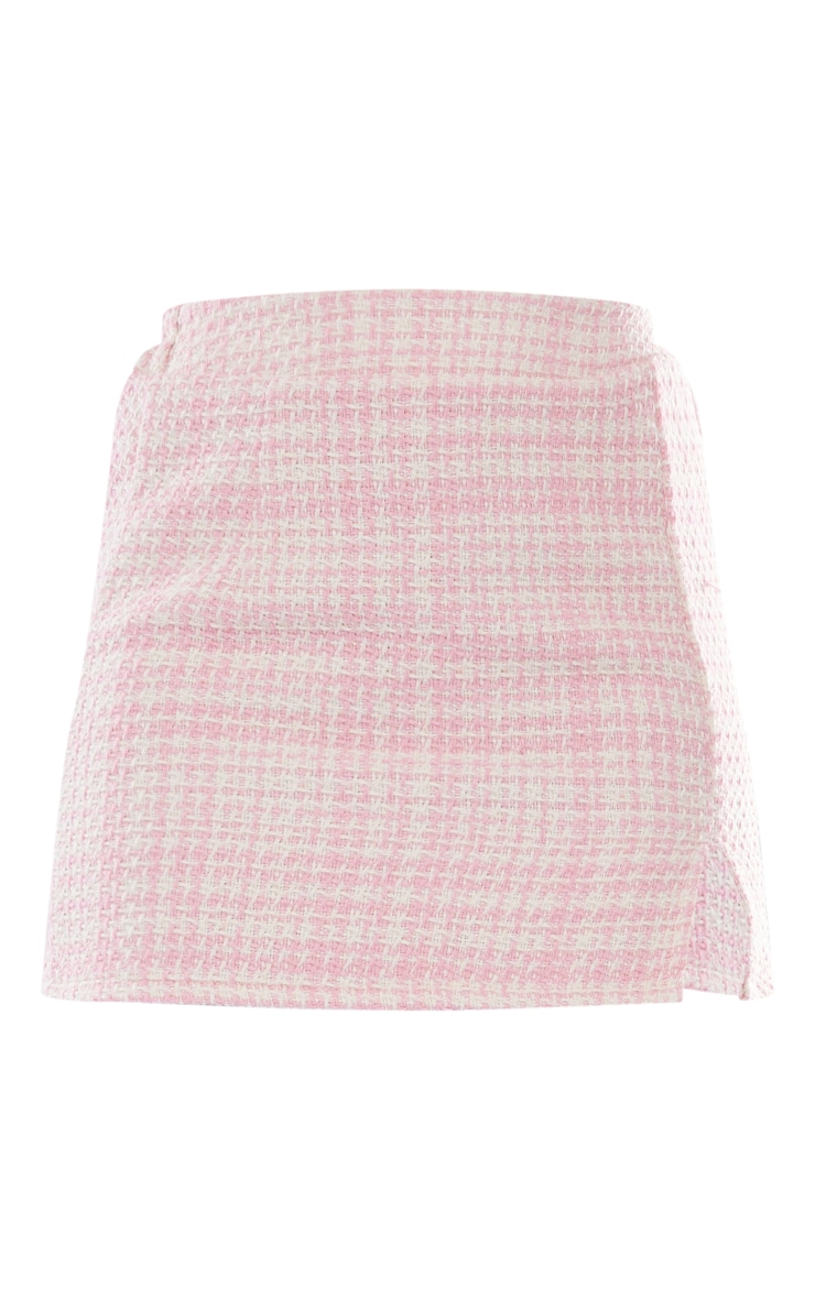 Light Pink Tweed Split Detail Mini Skirt image 6