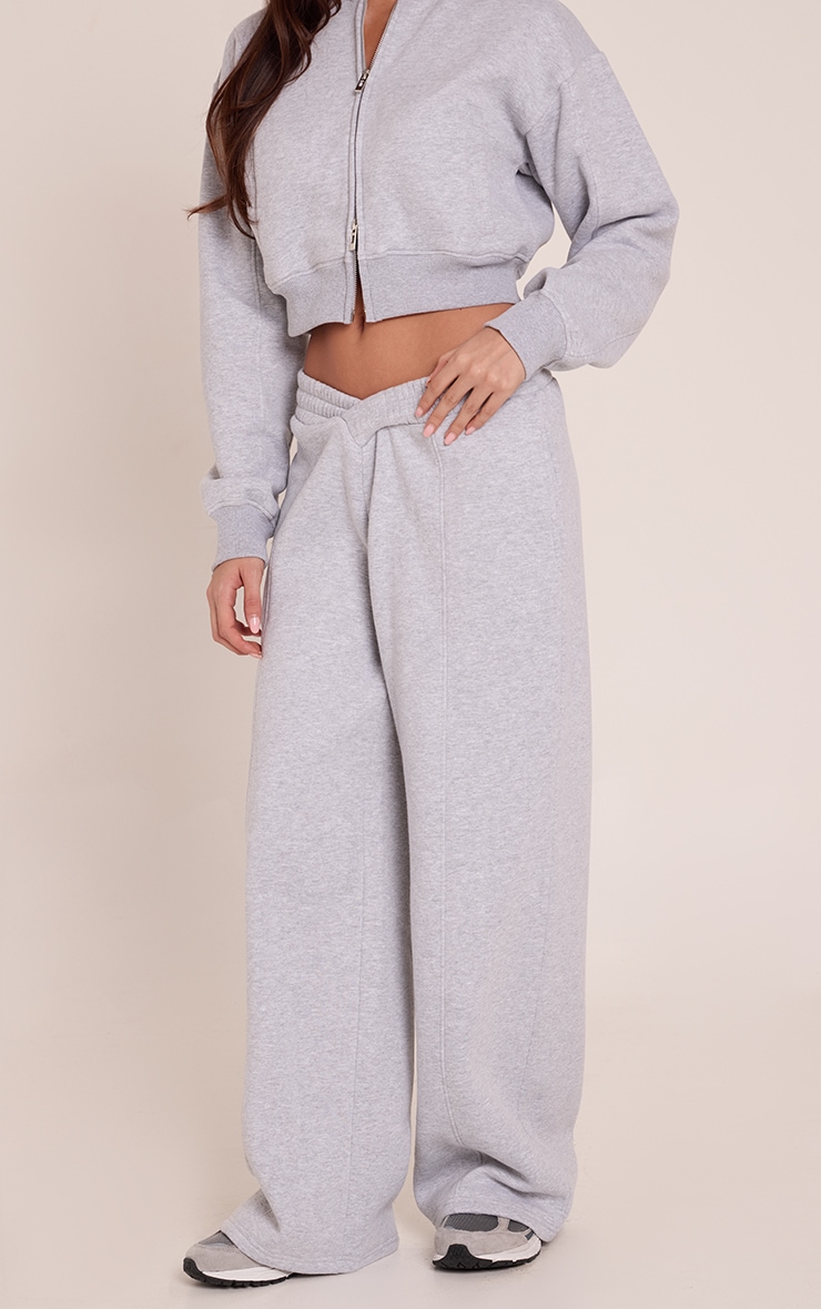 Grey Marl Cotton Fleece Cross Waist Sweatpants image 2