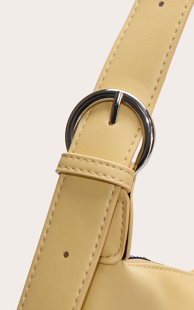 Butter Yellow Crinkle Pu Buckle Detail Shoulder Bag image 4