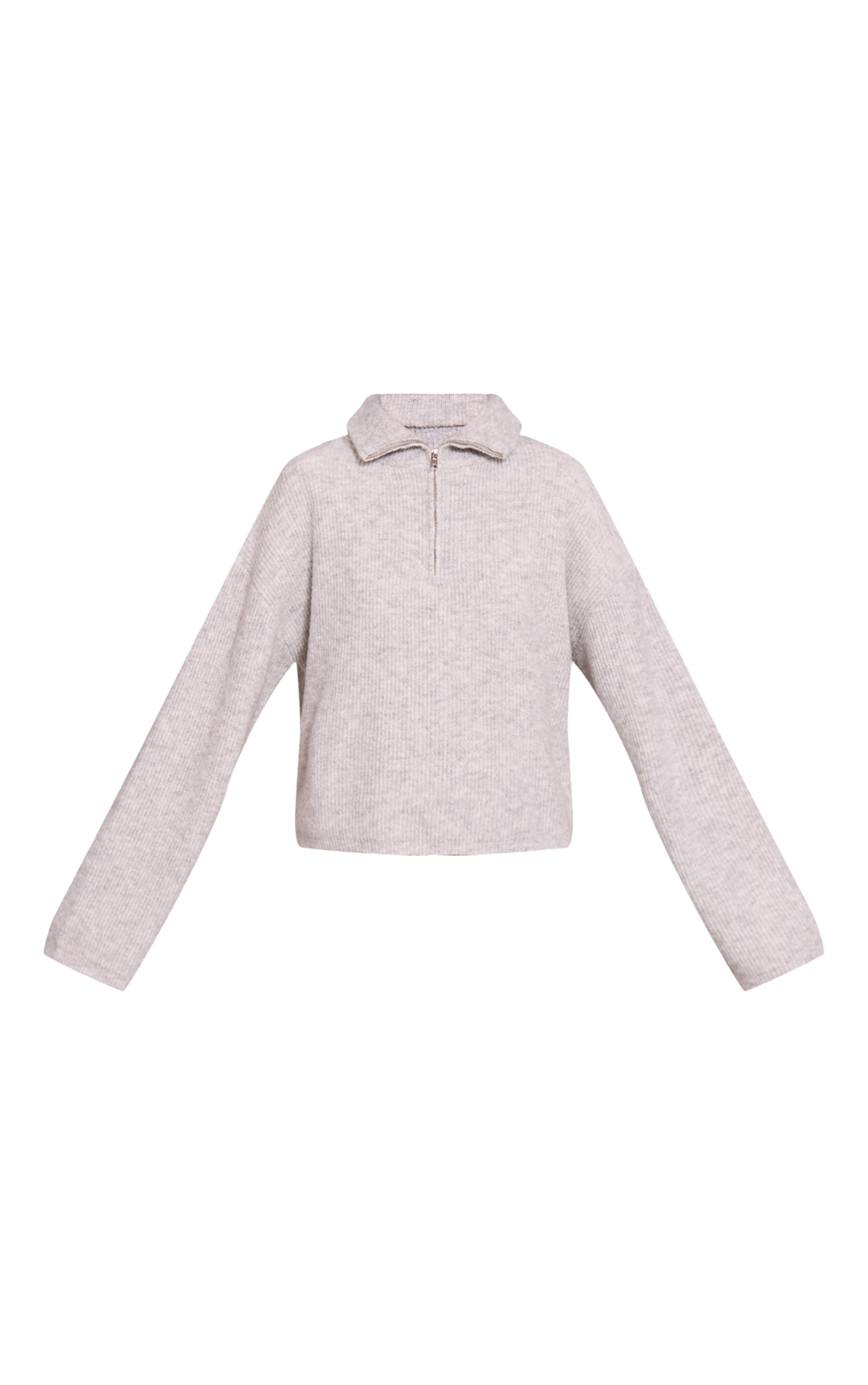Grey Half Zip Soft Knit Jumper image 5