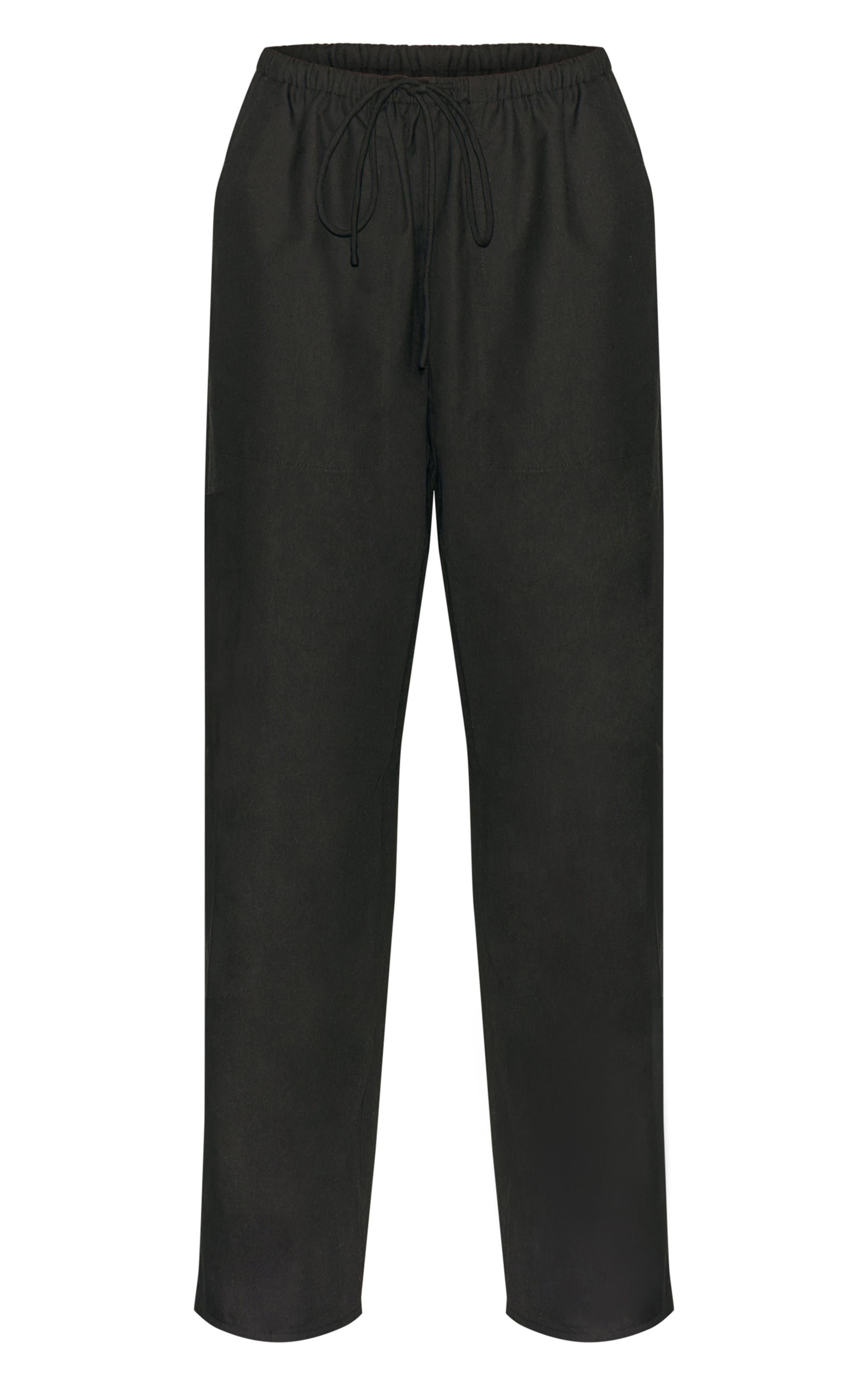 Pantalon décontracté tissé noir à cordons ajustables et taille basse image 5