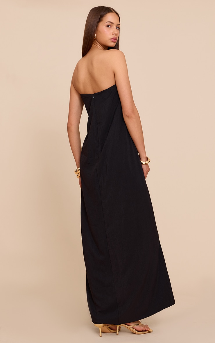 Robe bustier longue fluide tissée noire image 2