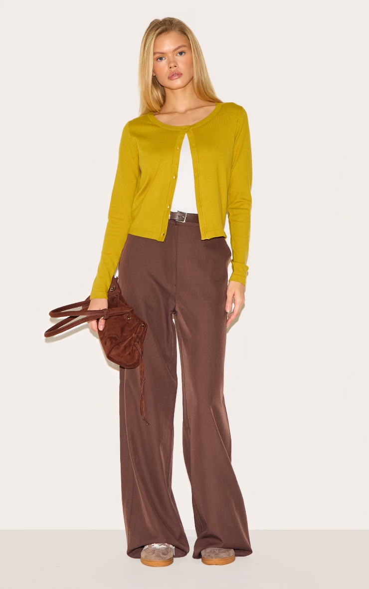 Olive Basic Fine Knit Button Up Cardigan image 3