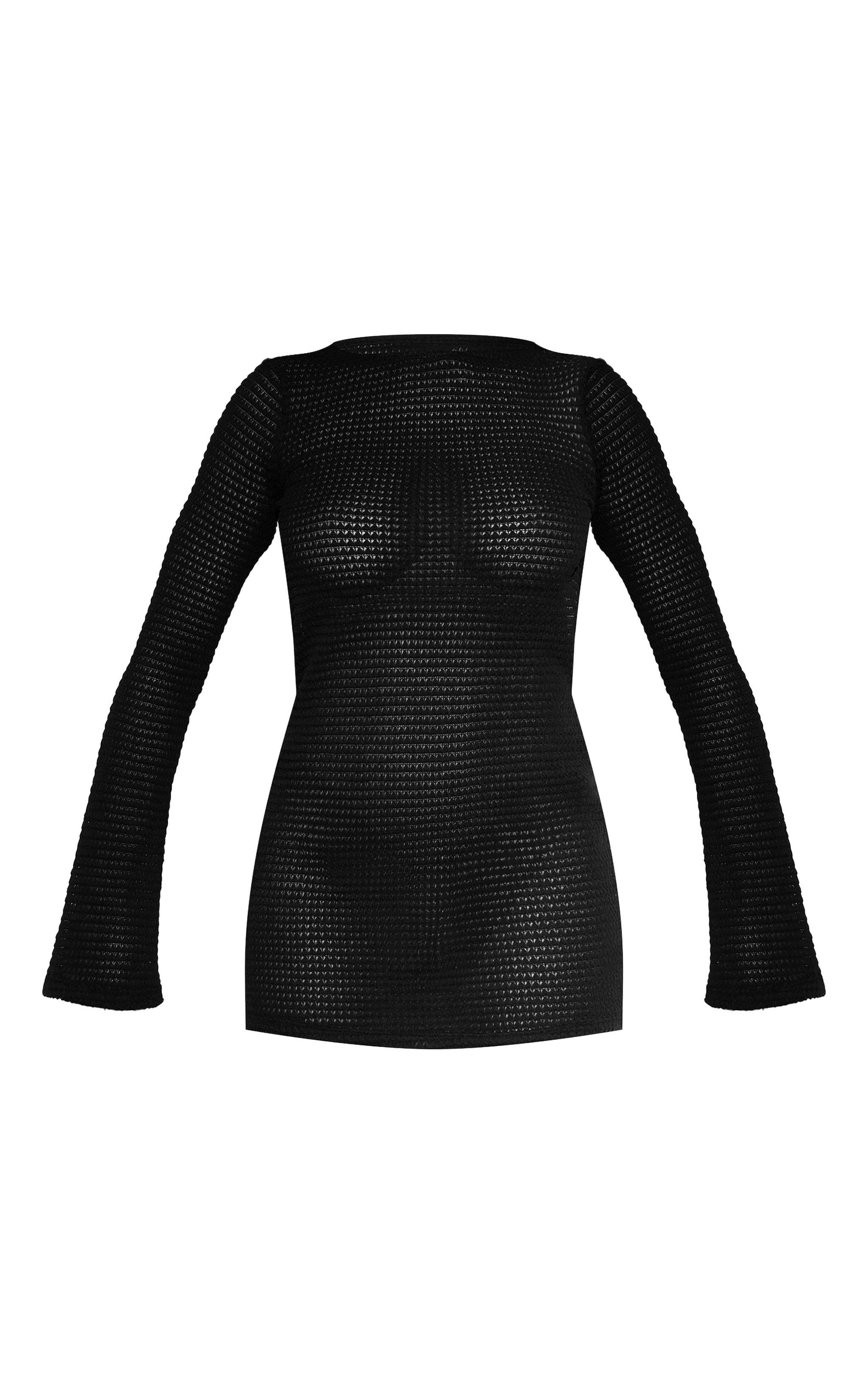 Top de plage en maille tricot effet crochet noire ouvert dans le dos image 5