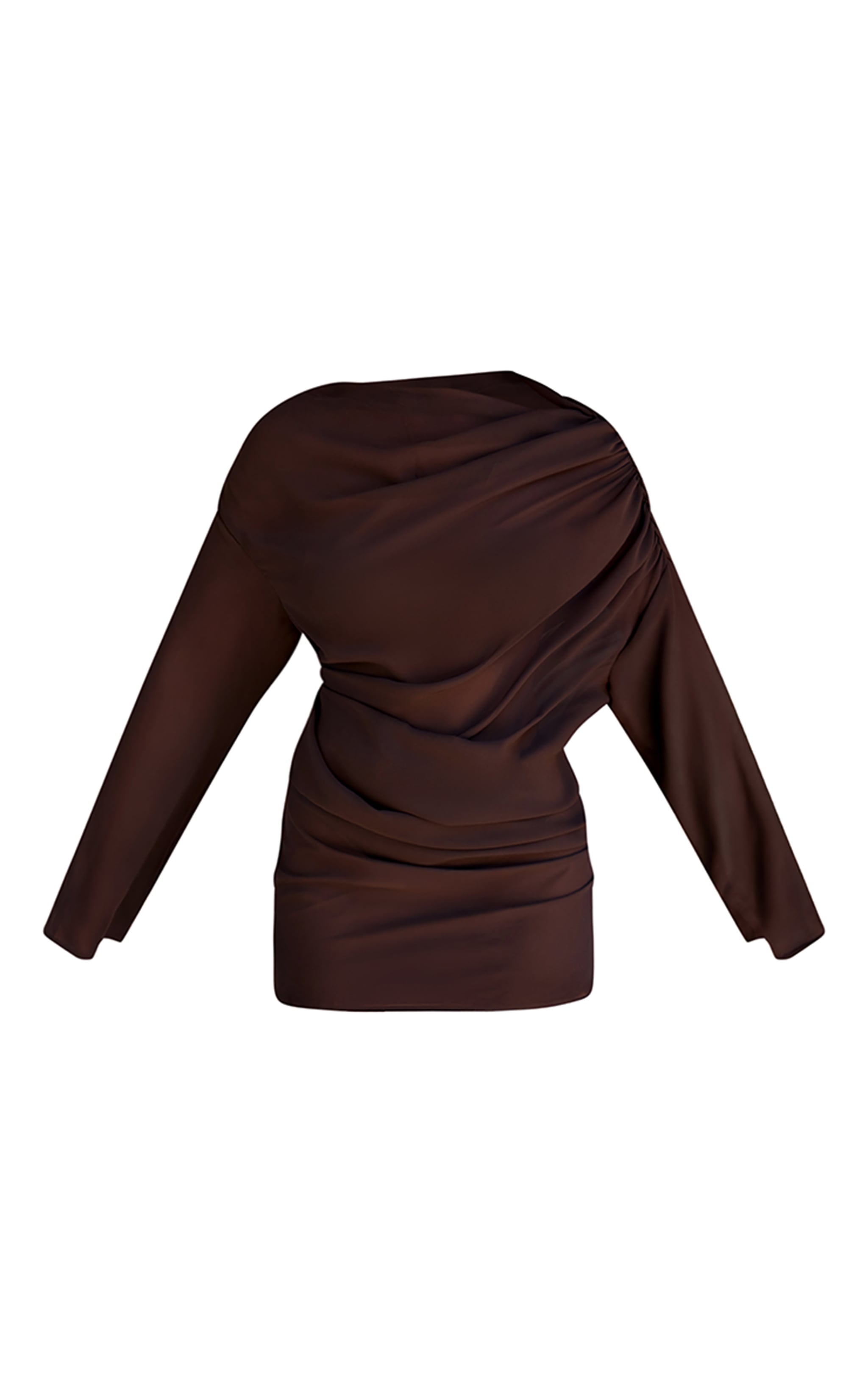 Dark Chocolate Chiffon Drape Bodycon Dress image 8