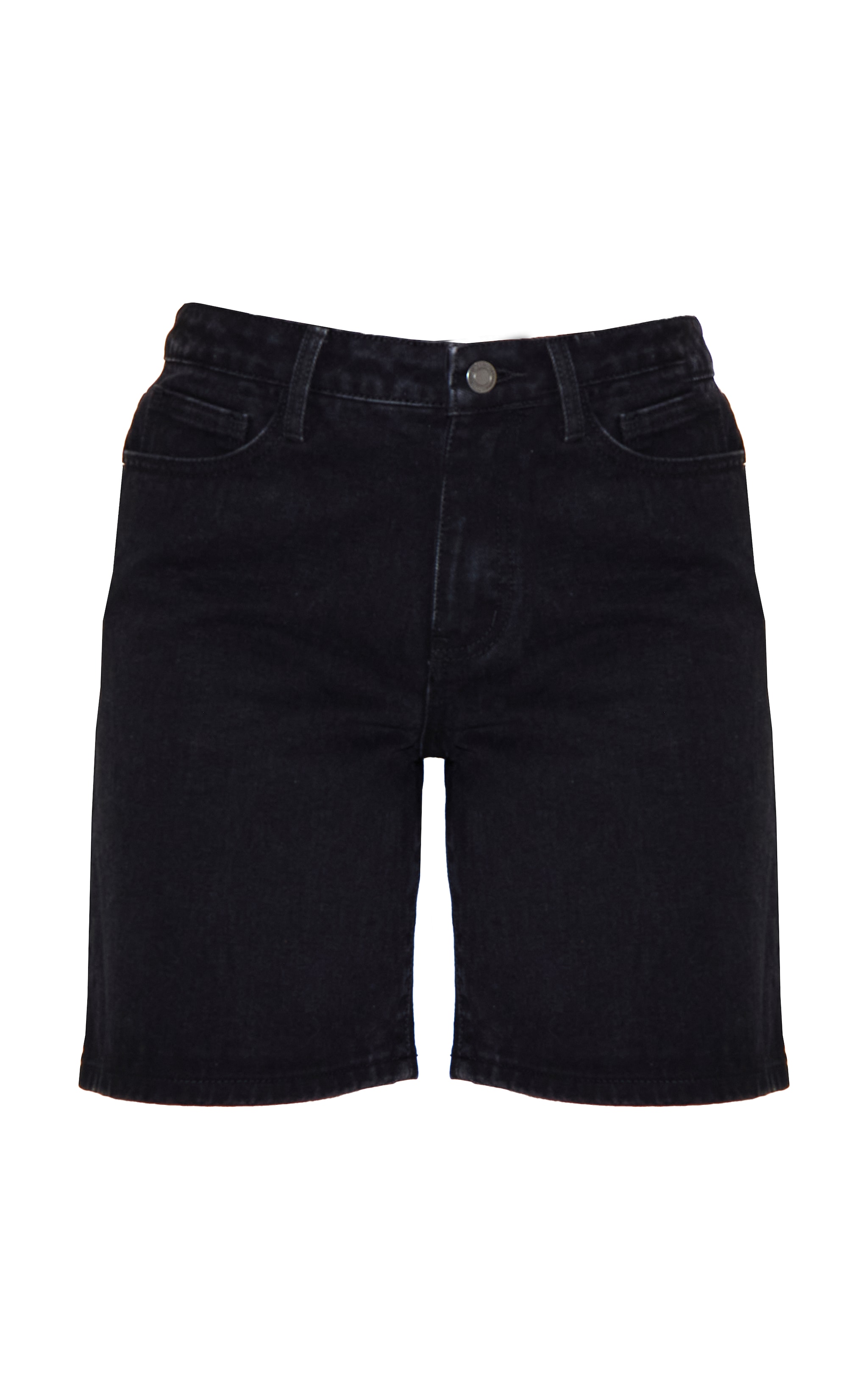 Washed Black Low Rise Denim Jorts image 6