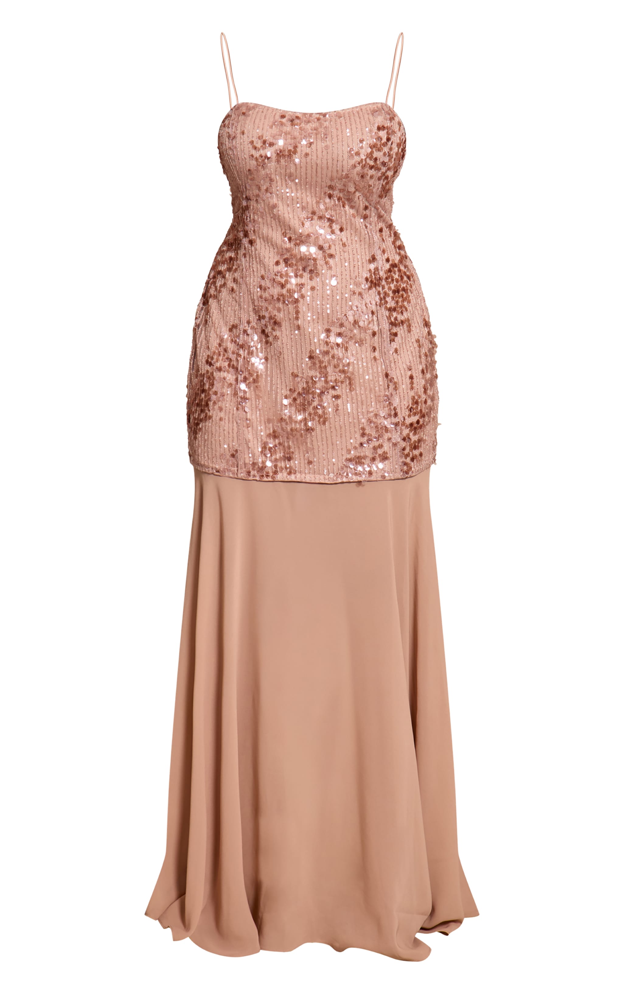 Shape Nude Tonal Sequin Dropped Hem Maxi Dress image 5