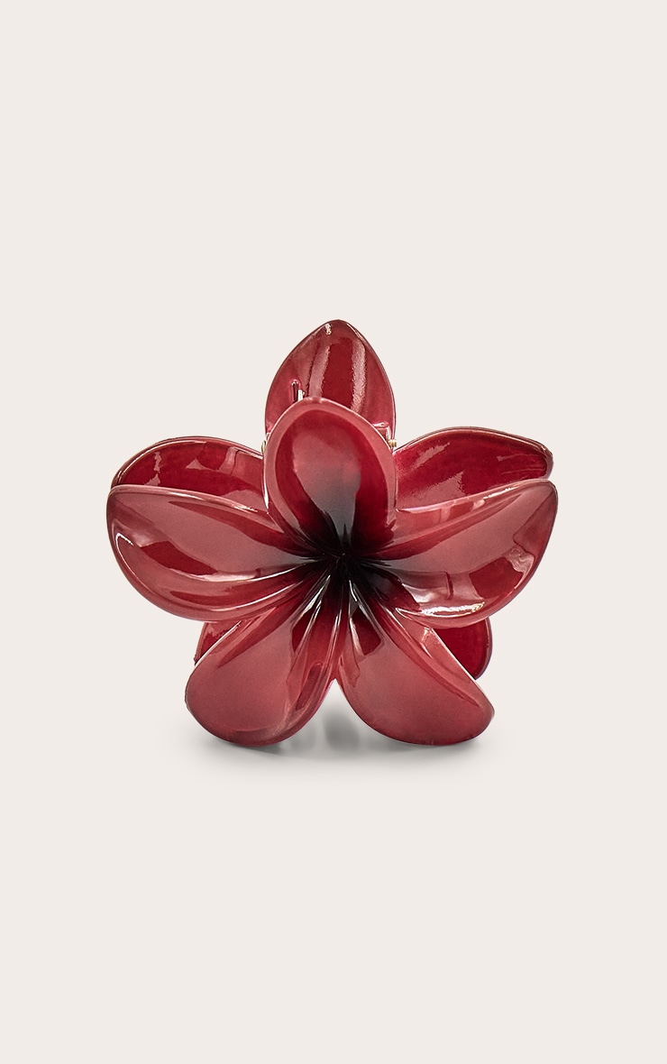 Red Hibiscus Flower Hair Clip image 2