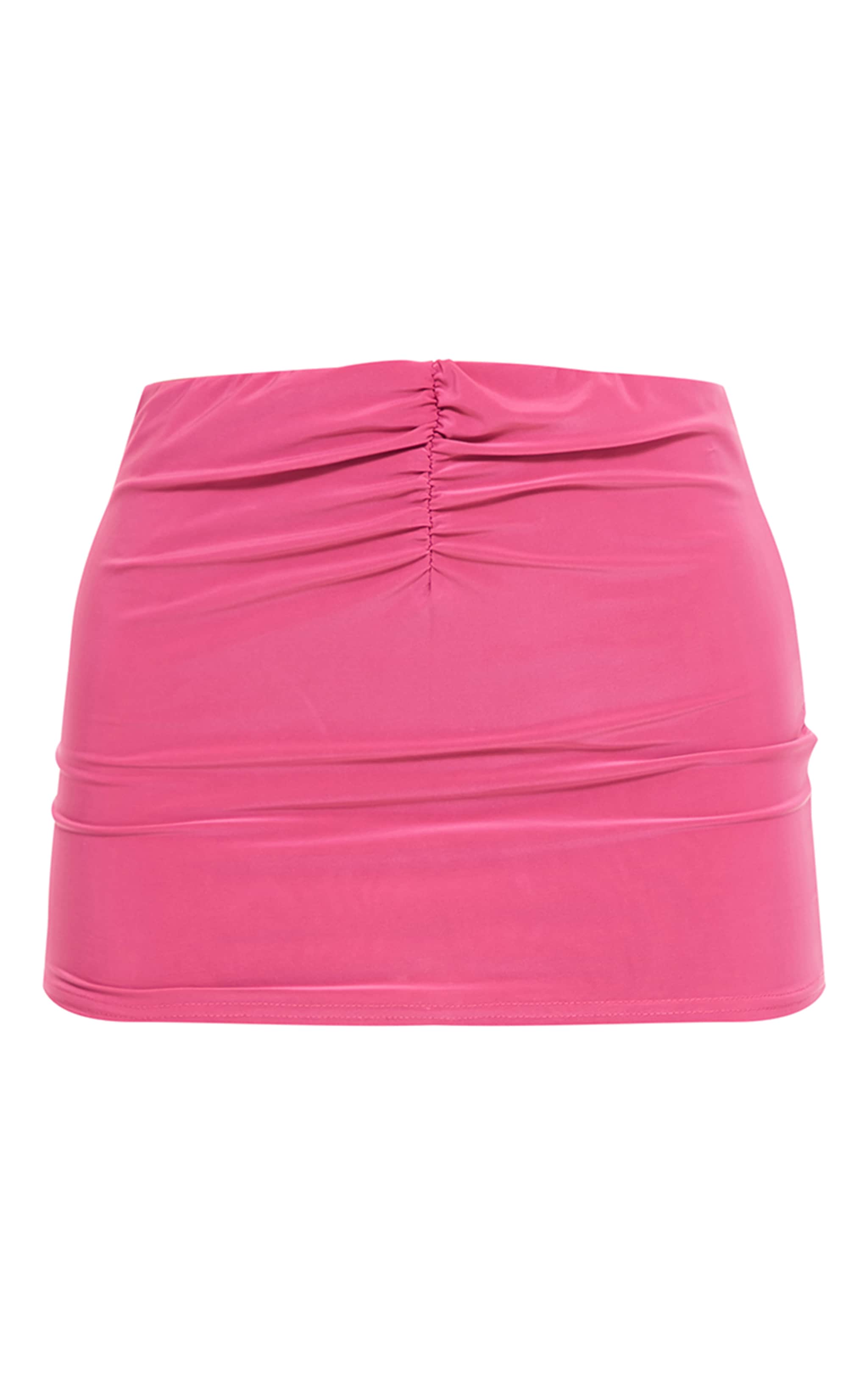 Pink Slinky Ruched Front Micro Mini Skirt image 1