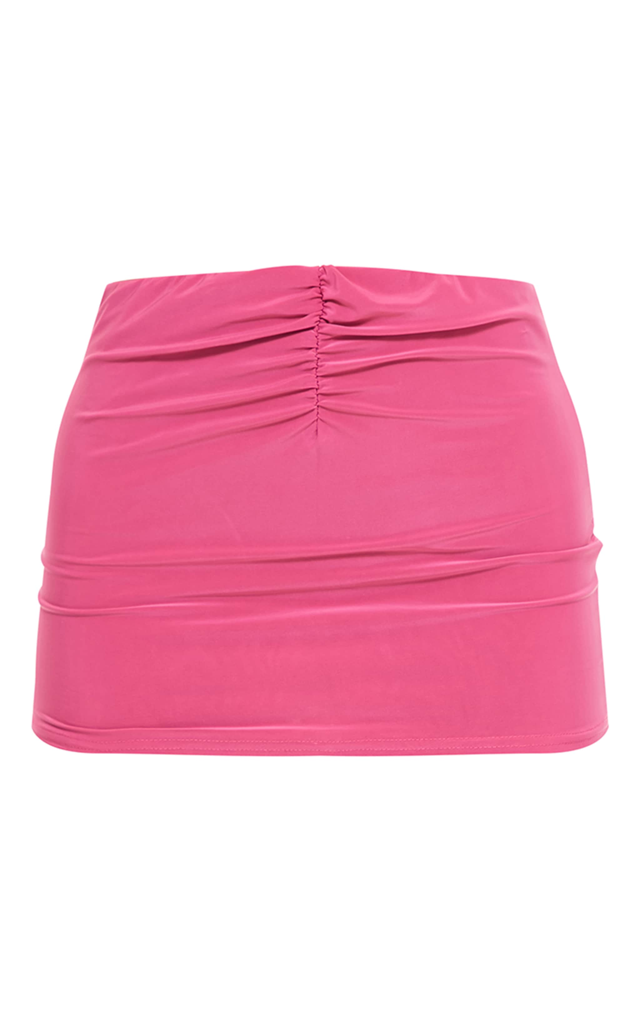  Pink Slinky Ruched Front Micro Mini Skirt image 1