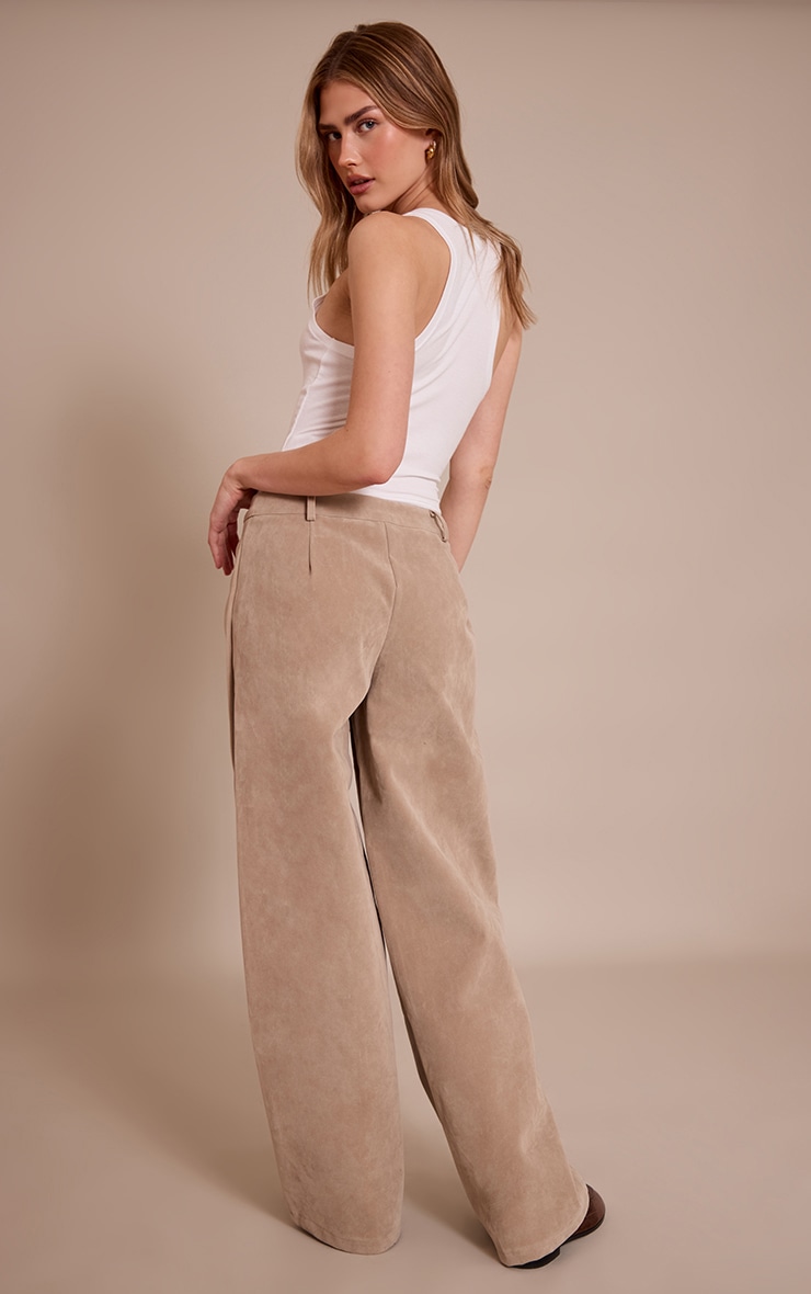 Sand Faux Suede Straight Leg Pants image 3