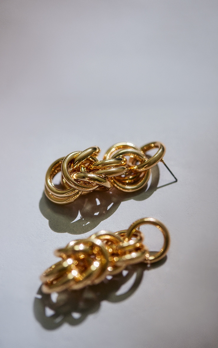 Gold Link Drop Statement Earrings image 3