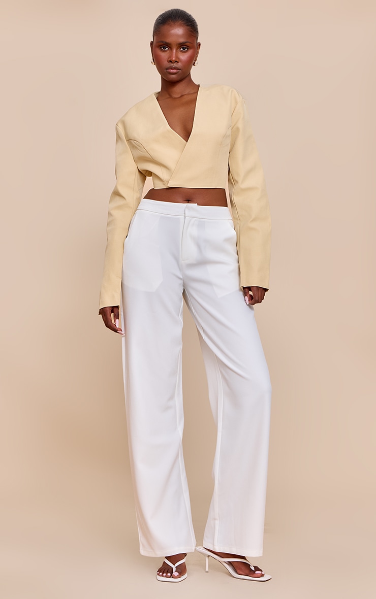 Butter Yellow Wrap Waist Tie Blazer image 3