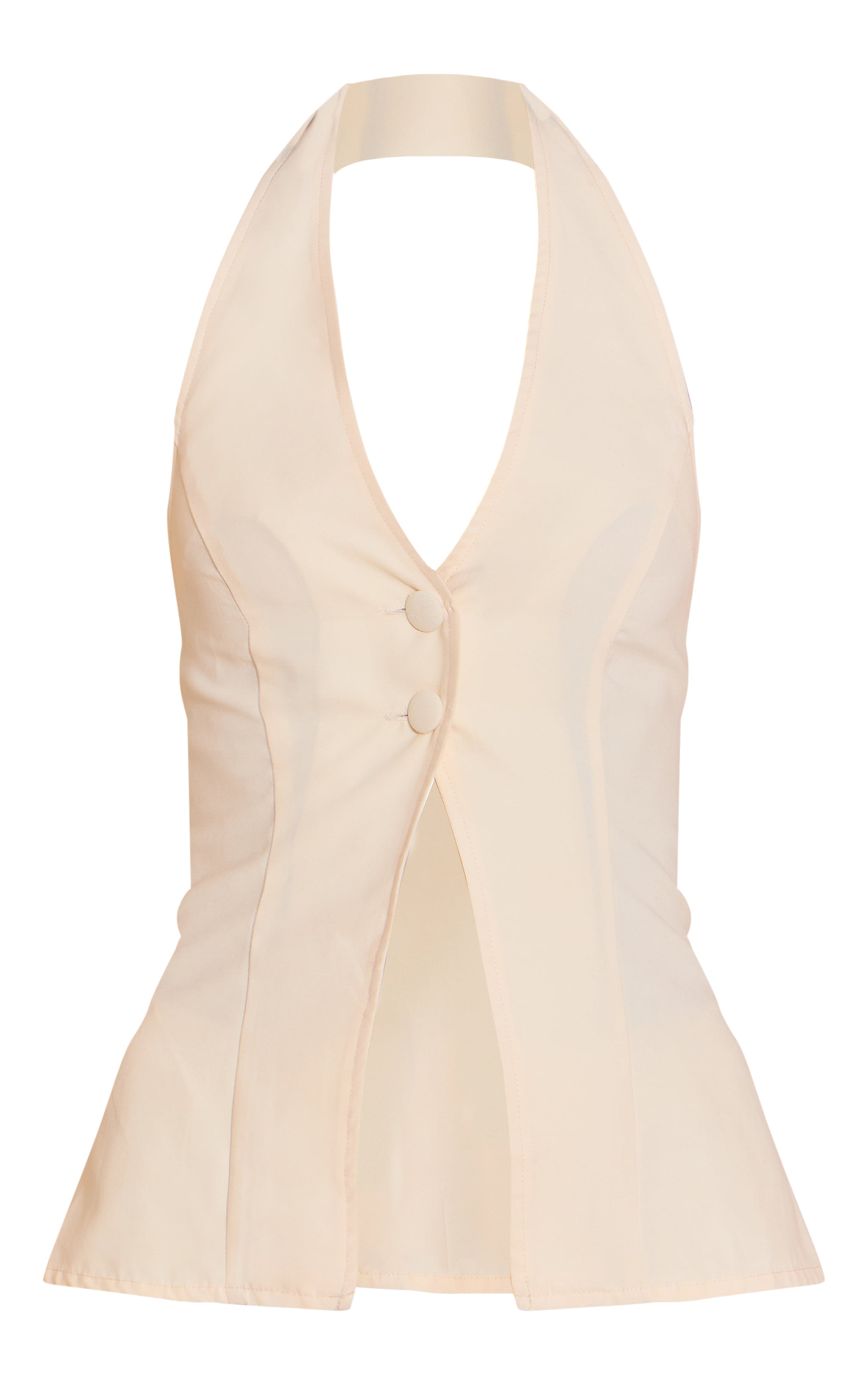 Cream Peach Skin Halterneck Long Top image 5