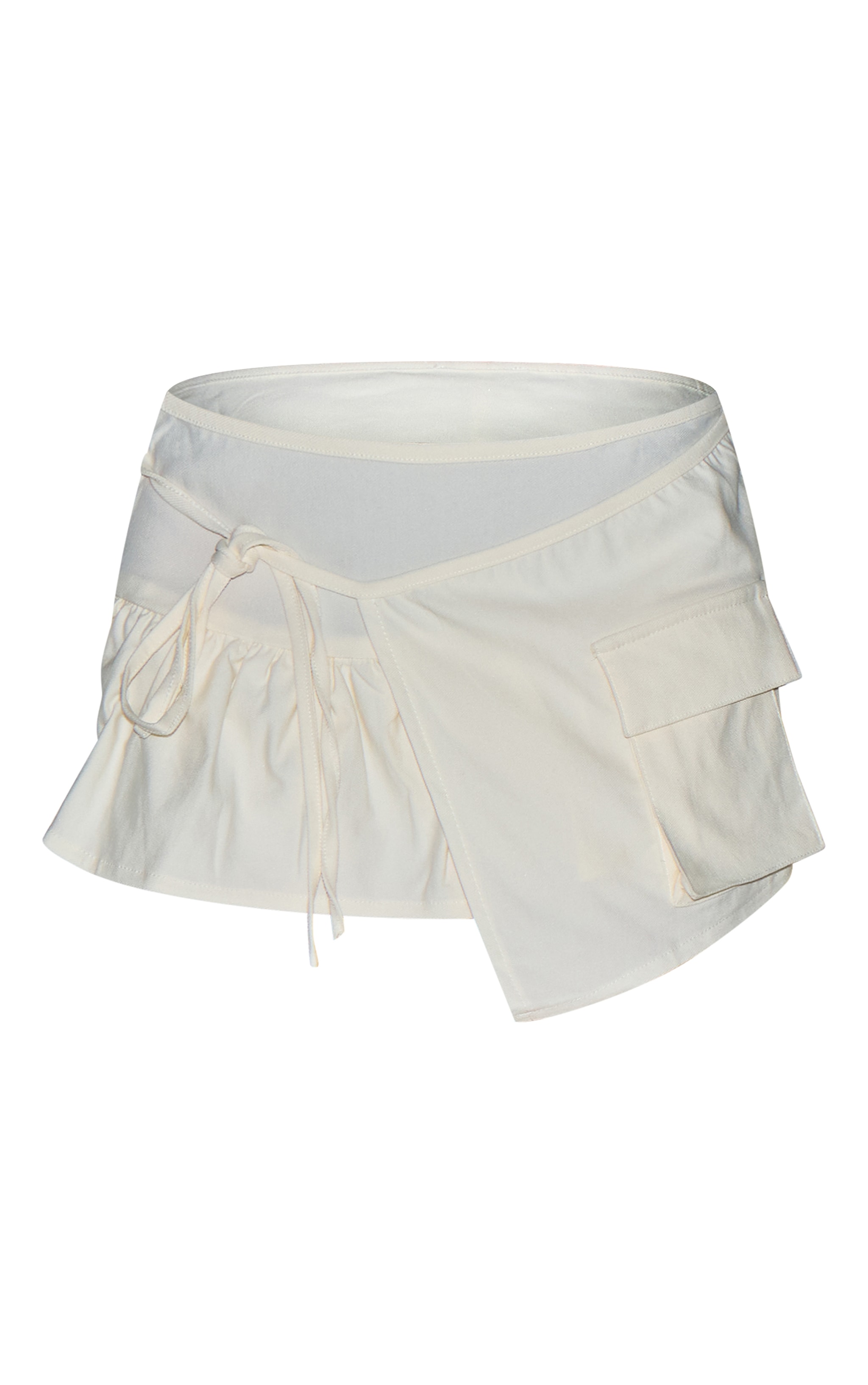White Woven Frill Detail Cargo Skort image 6