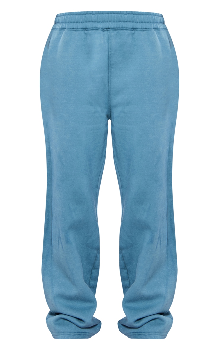 Petite Teal Acid Wash Elasticated Wide Leg Joggers image 5
