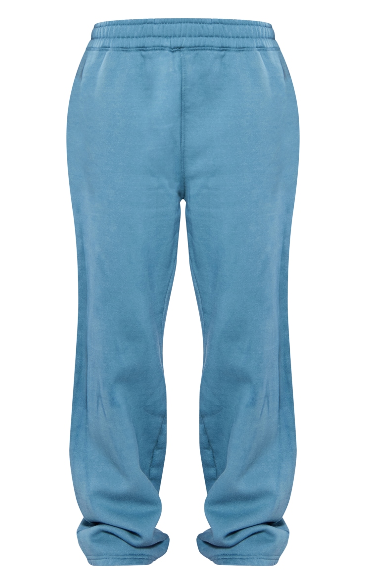 Petite Teal Acid Wash Elasticated Wide Leg Sweatpants image 5