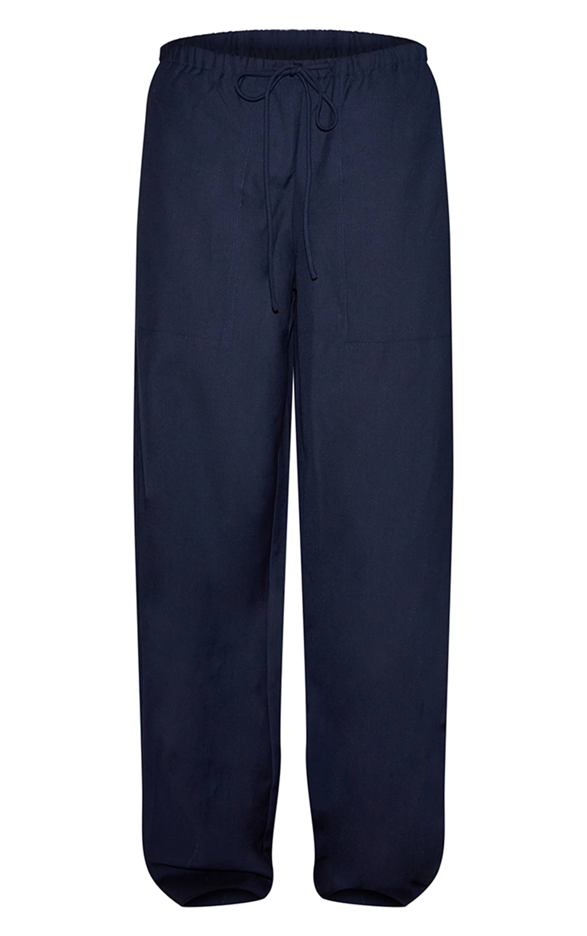 Navy Woven Drawstring Low Rise Relaxed Pants image 5