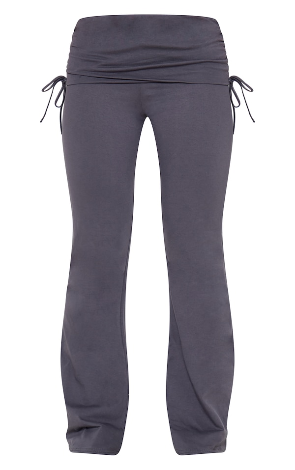 Dark Grey Foldover Flared Leggings
