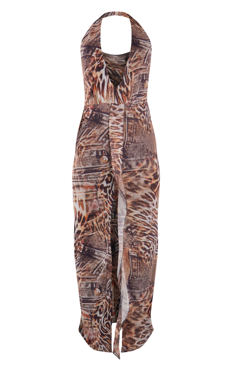 Hime Maxi Dress in Animal Drip Brown main image 0