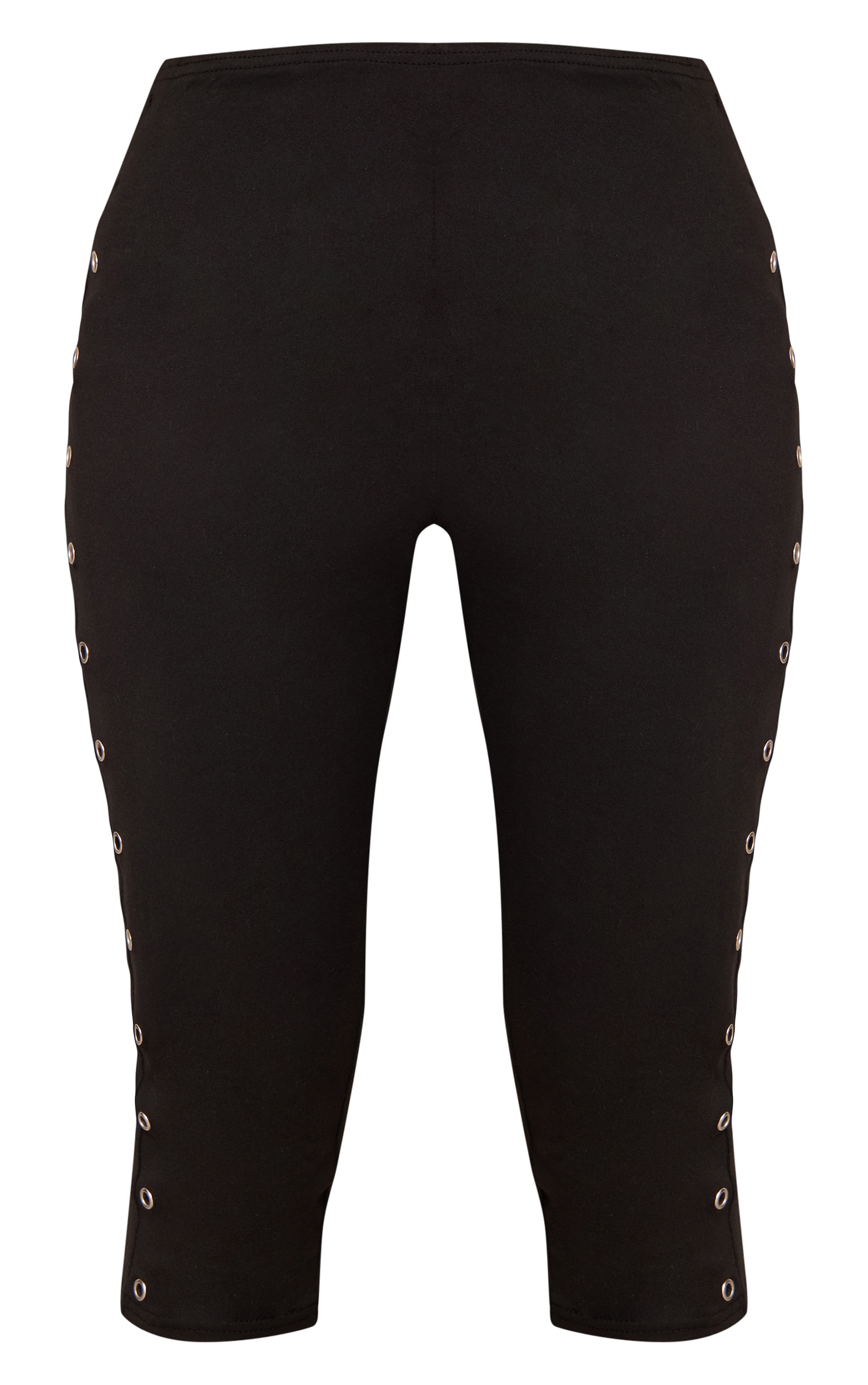 Petite Black Stud Detail Capri Trousers  image 5