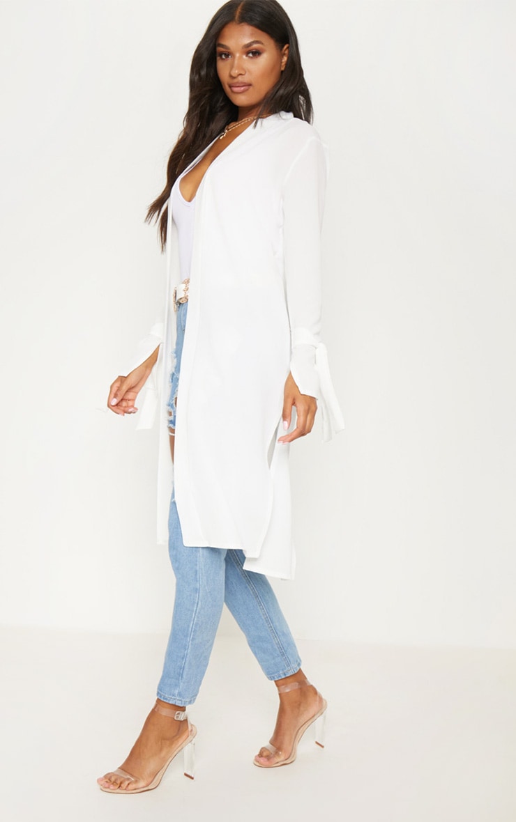Aba Cream Tie Detail Duster