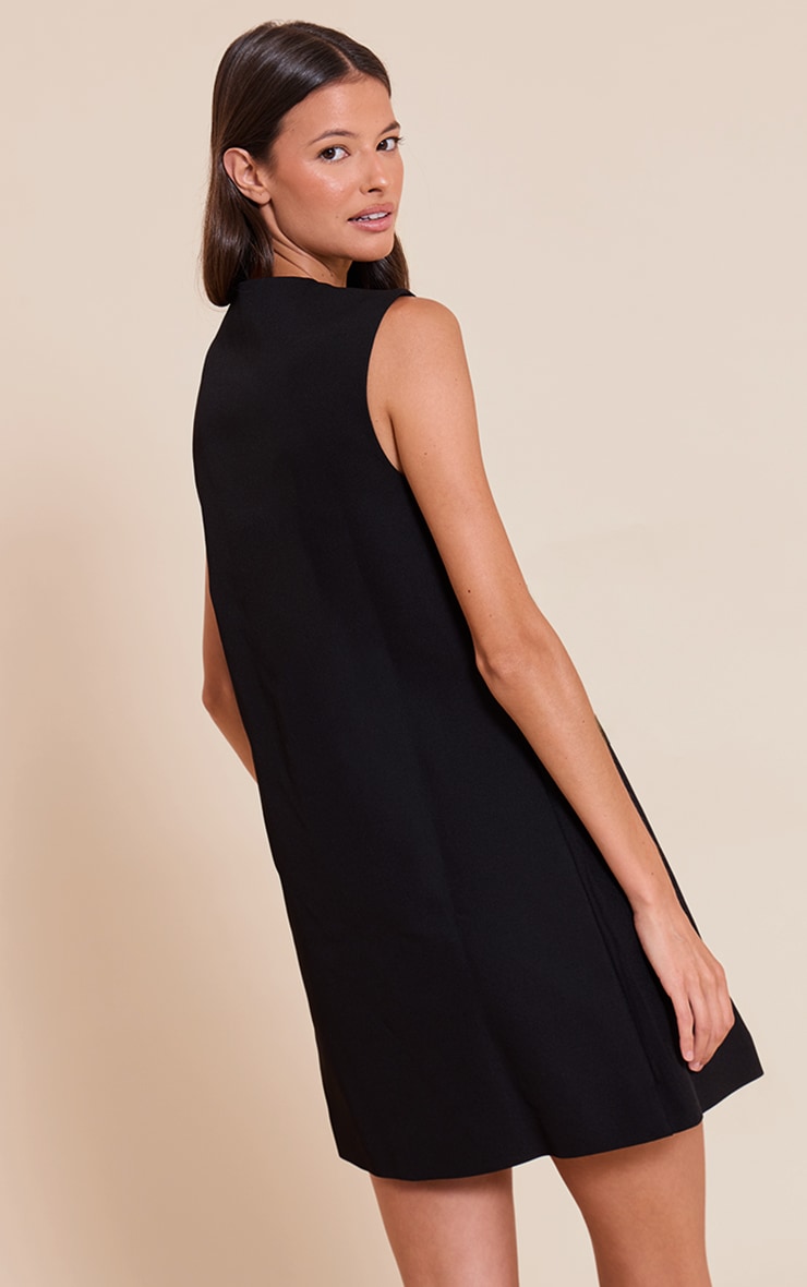 Black Tailored Woven Button Down A Line Mini Dress image 2