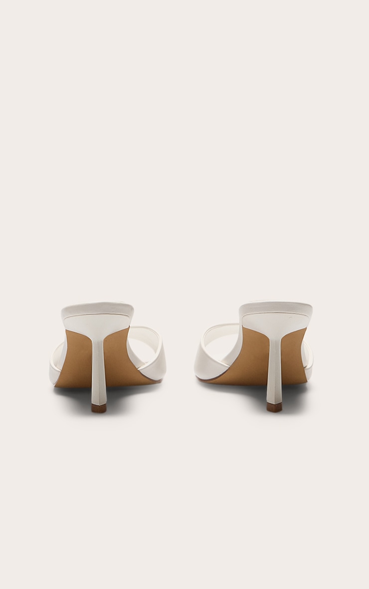 Wide Fit White Pu Round Toe Mid Stiletto Heel Mules image 3