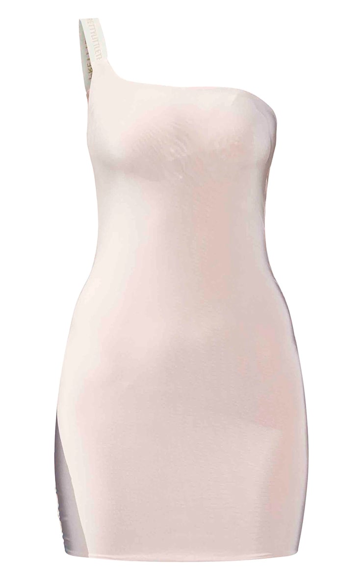 PRETTYLITTLETHING Tall Nude One Shoulder Slinky Bodycon Dress image 5