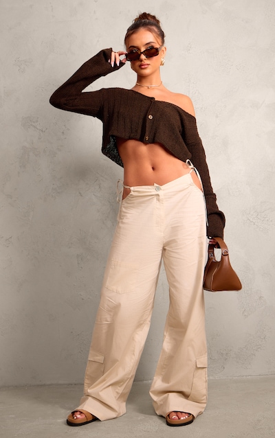 Stone Cotton Cut Out Tie Side Pants