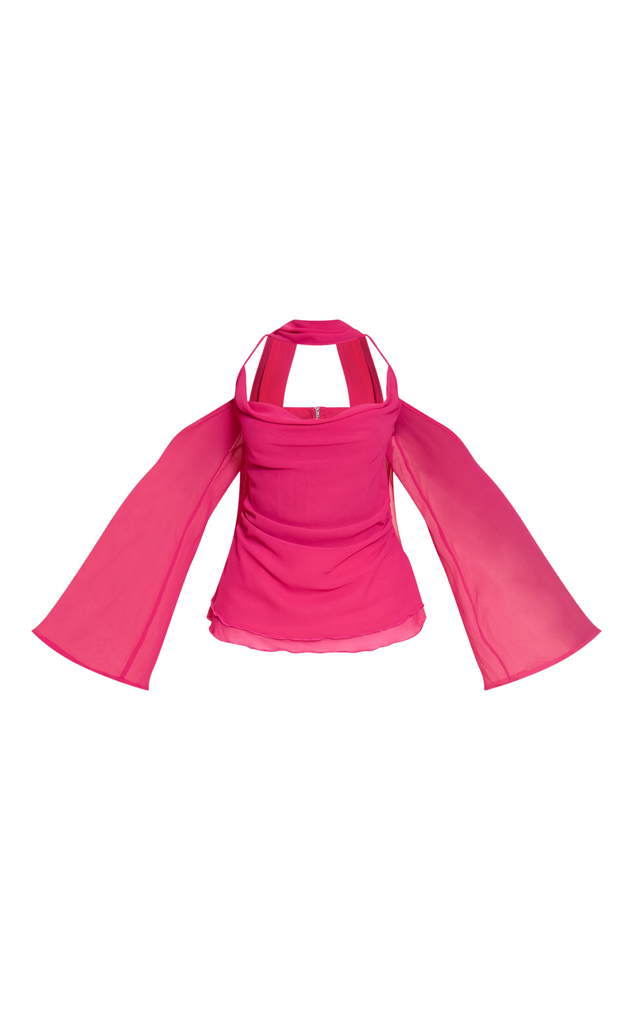 Fuchsia Chiffon Drape Scarf Long Top image 5