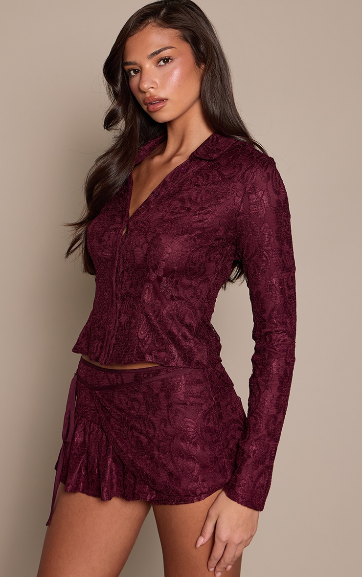Plum Lace Long Sleeve Shirt image 4
