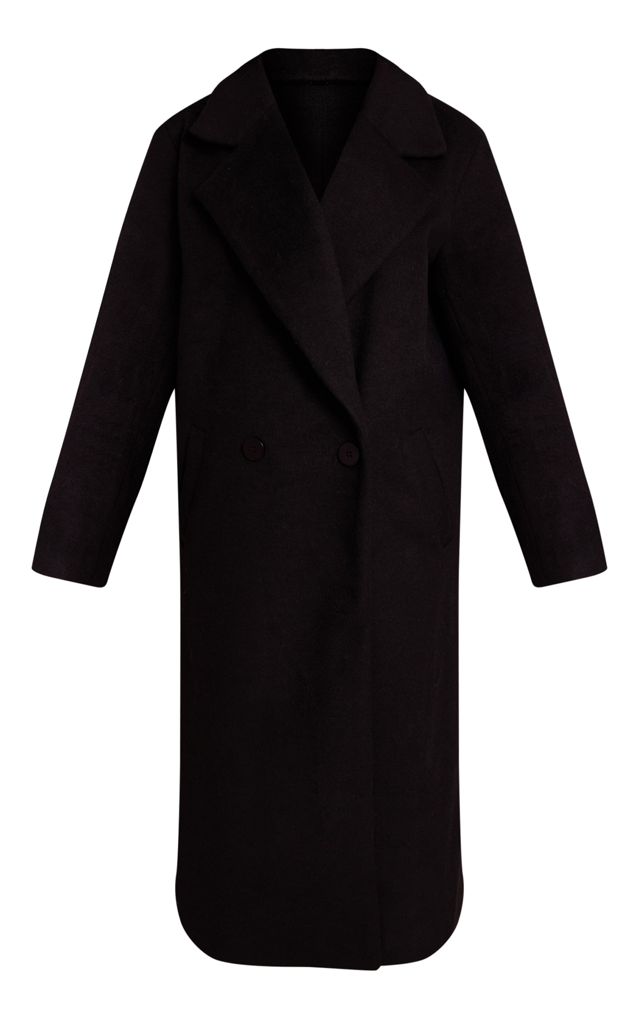 Petite Black Brushed Wool Maxi Coat image 5