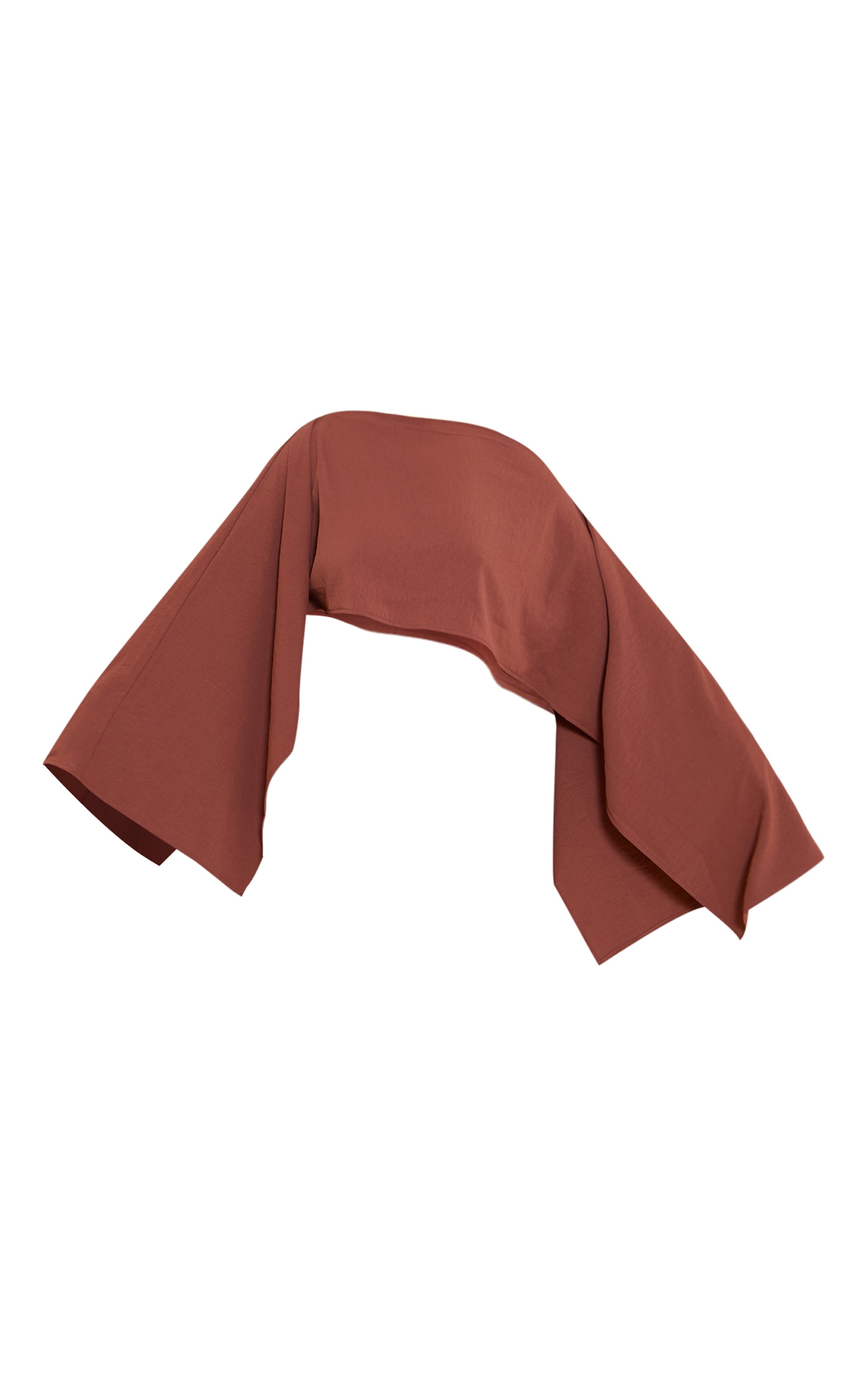 Shape Chocolate Hammered Satin Boat Neck Cape Top image 5