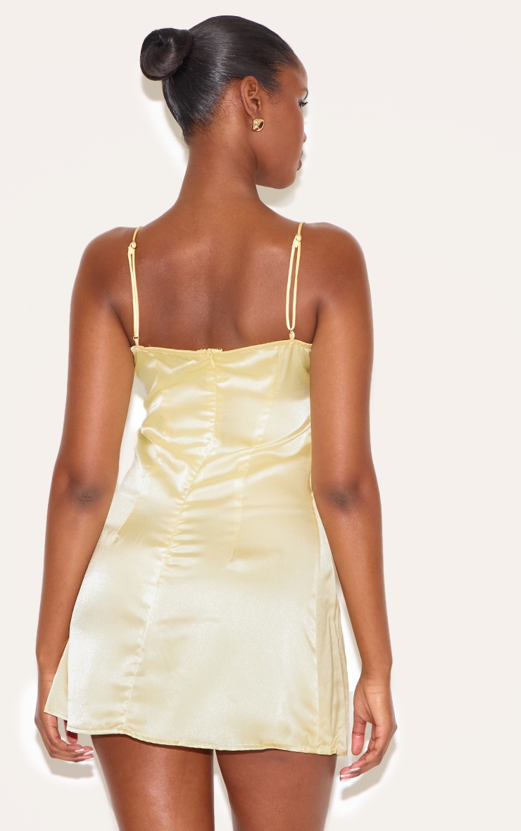 Butter Yellow Satin Shift Dress image 2