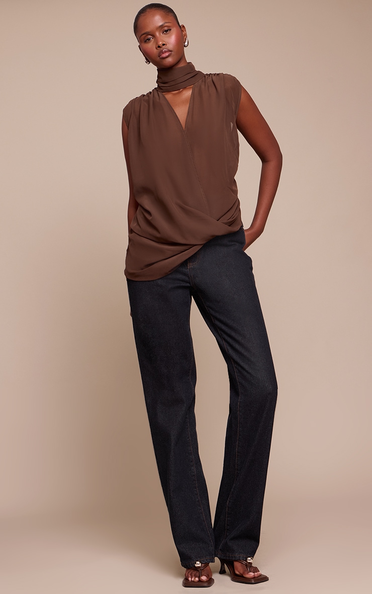 Chocolate Chiffon Extreme Plunge Top image 3