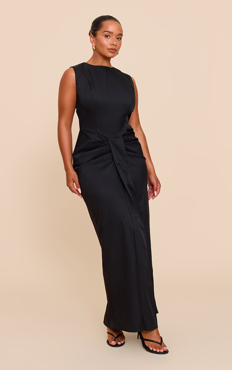 Shape Black Woven Pleat Waist Maxi Dress image 1