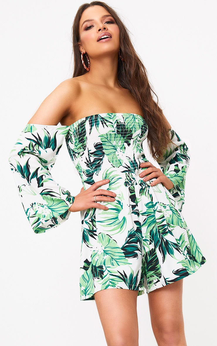 palm leaf playsuit