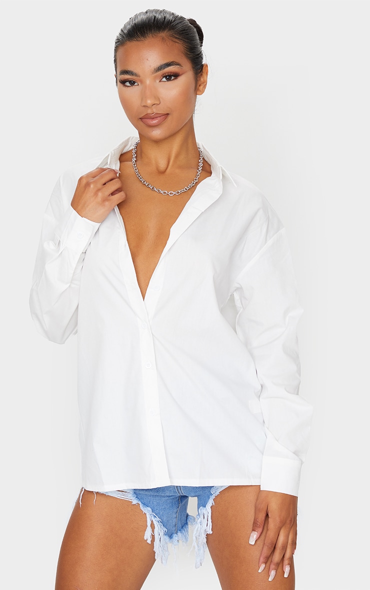 Chemise blanche en coton oversized à boutons