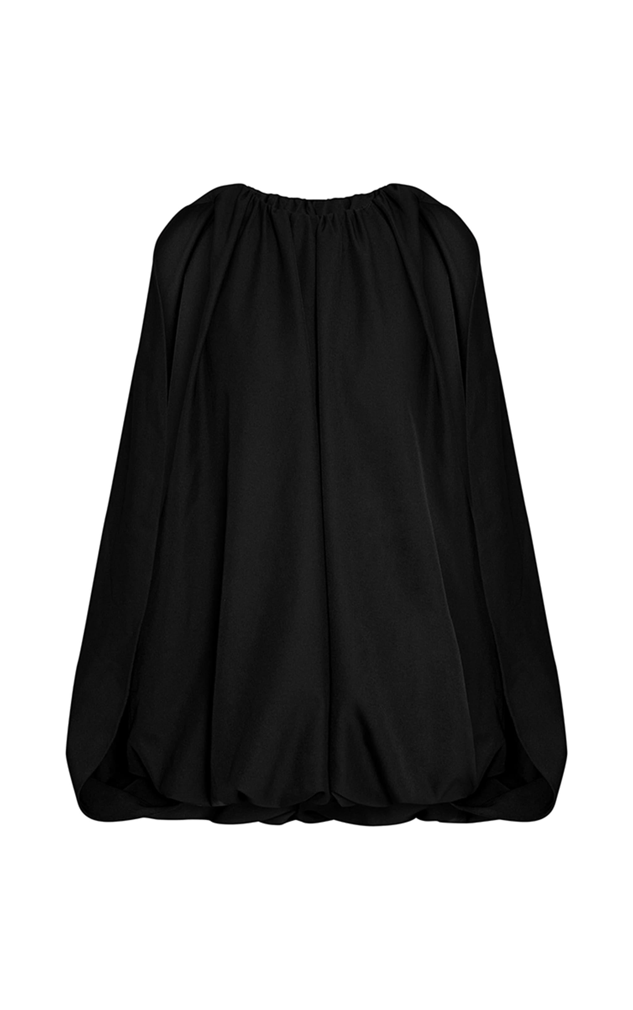 Mini robe bouffante tissée deluxe noire à manches cape image 6