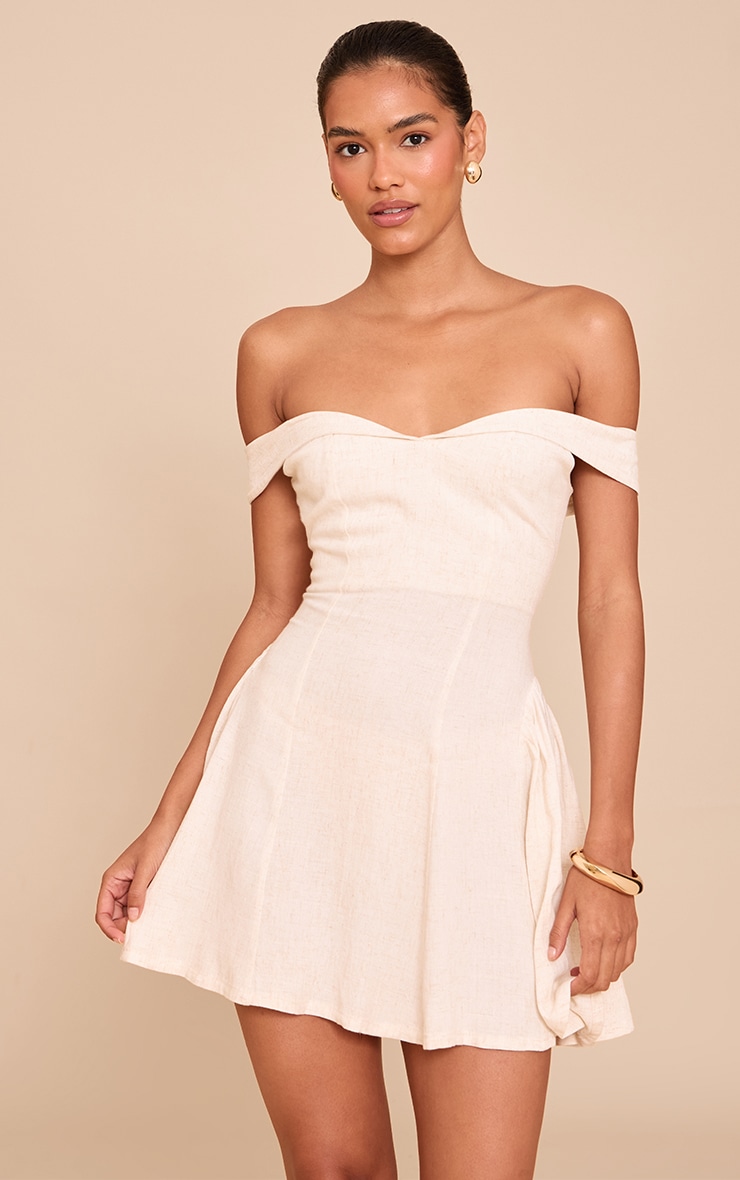 Robe droite non colorée à col bardot image 1