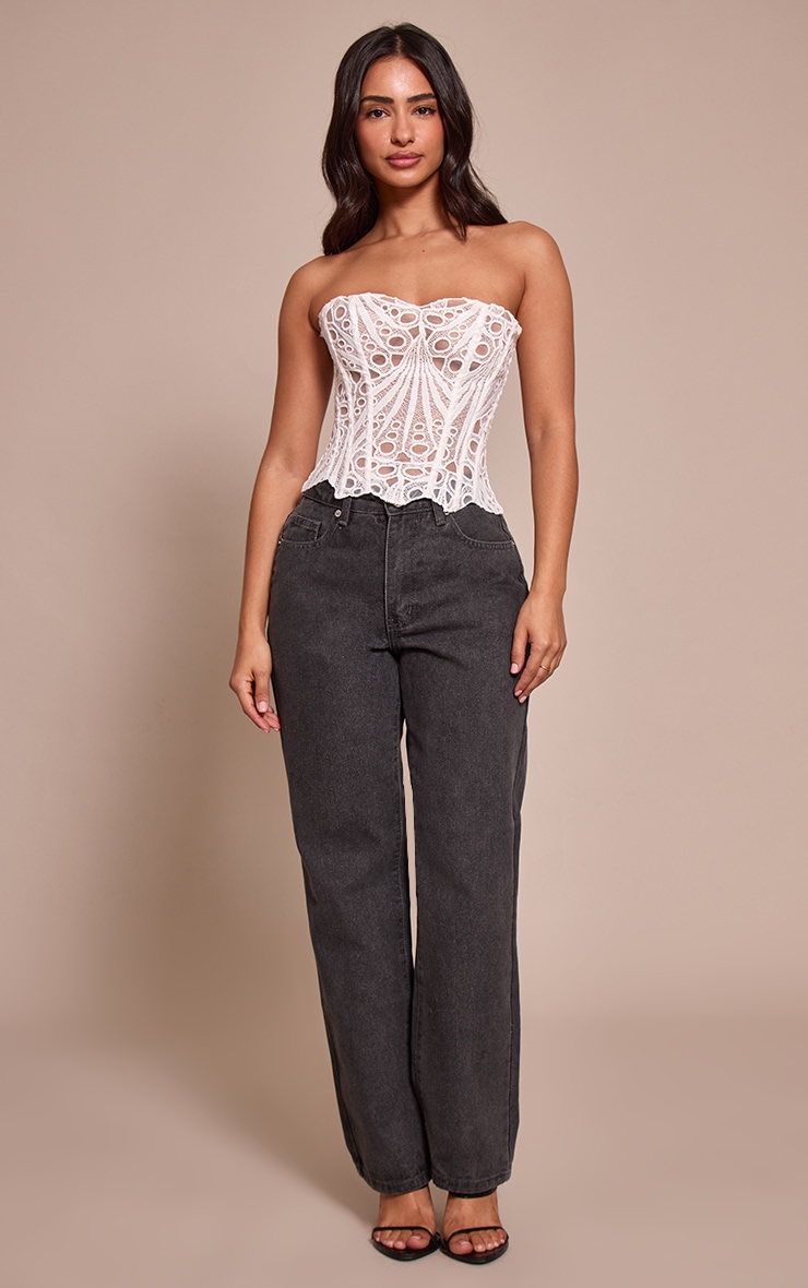 Petite Grey High Waist Straight Leg Jeans