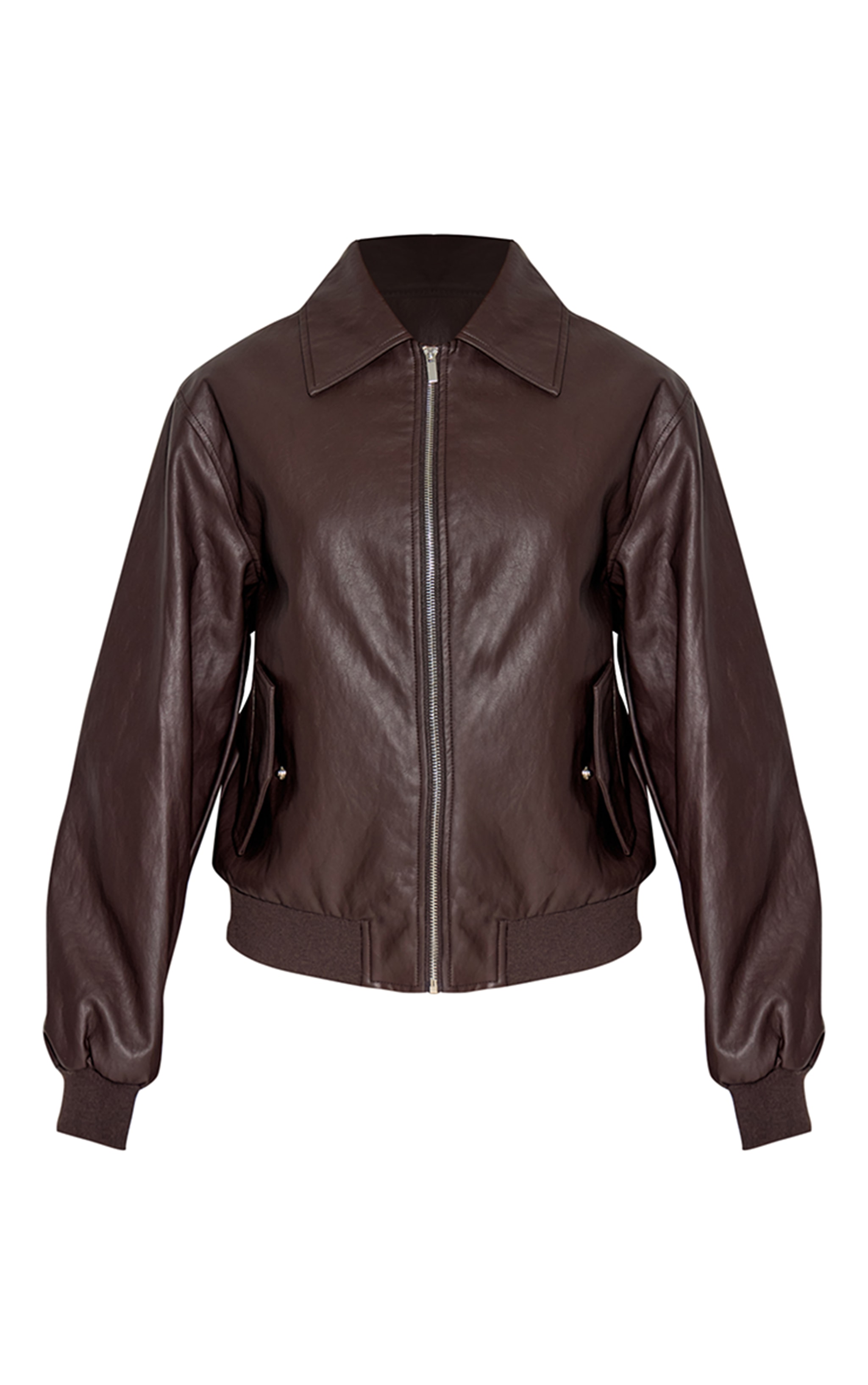 Dark Chocolate Faux Leather Bomber Jacket image 5