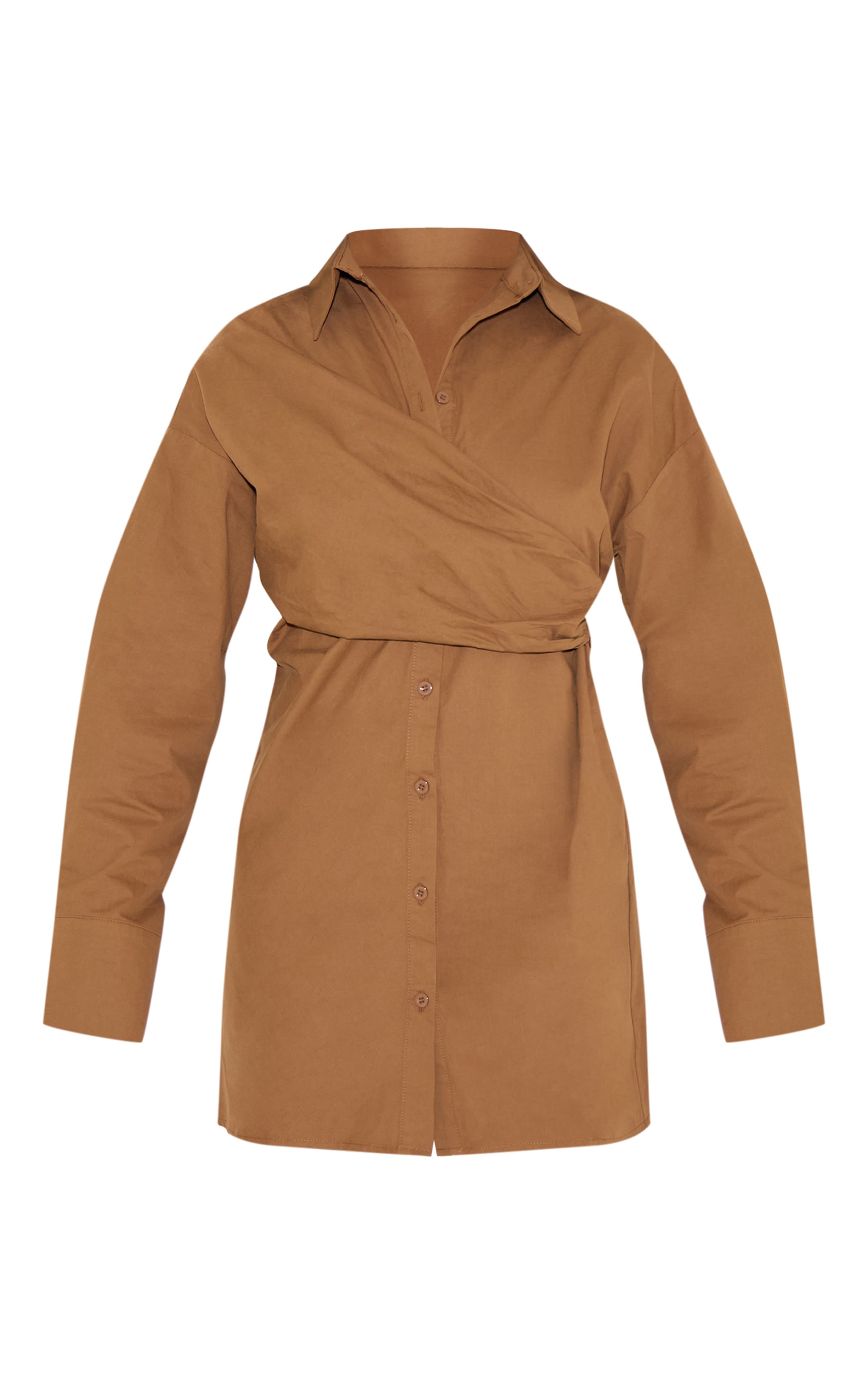 Chocolate Overlay Long Sleeve Shirt Dress image 5