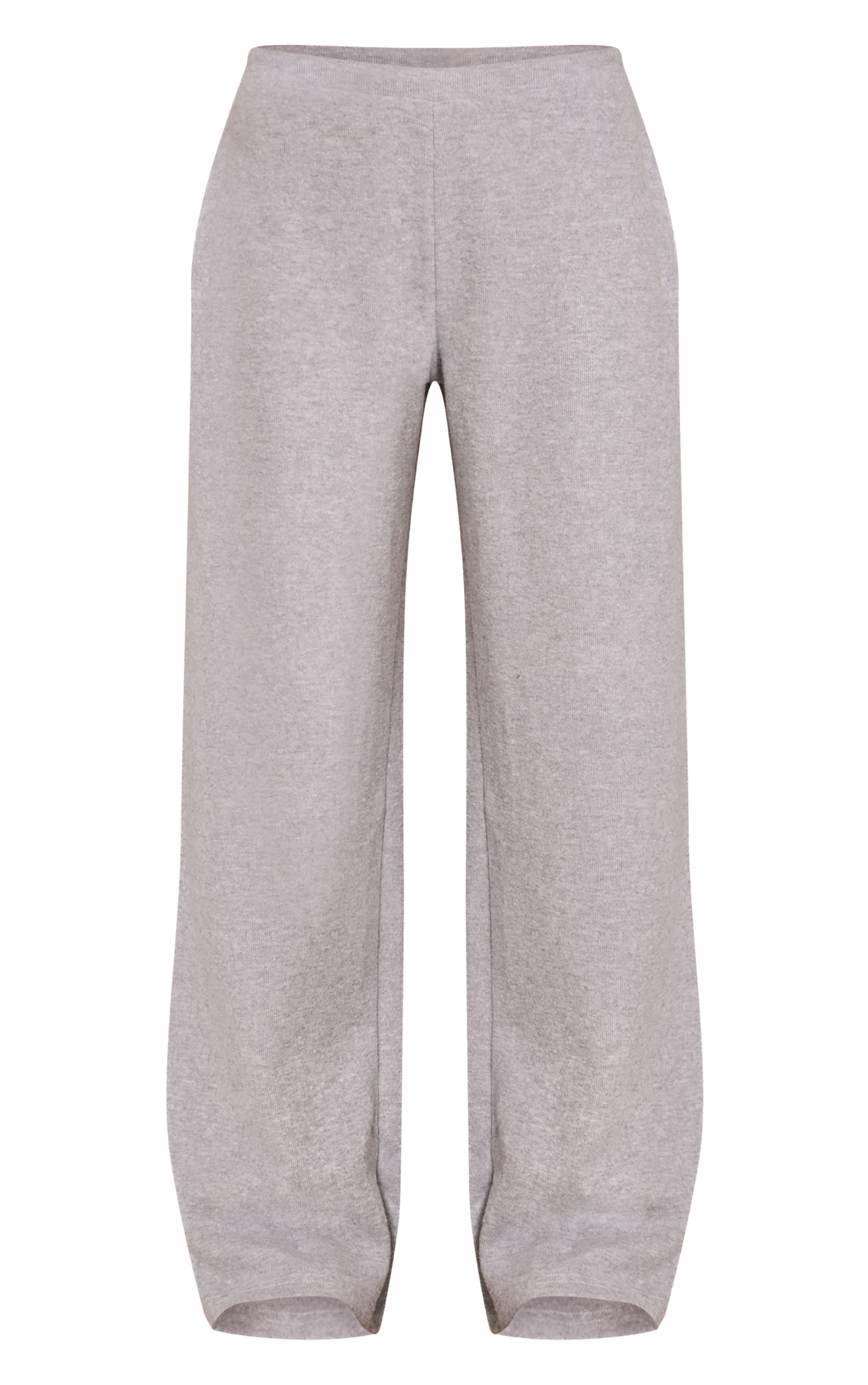 Grey Marl Brushed Rib Elasticated Straight Leg Pants image 5