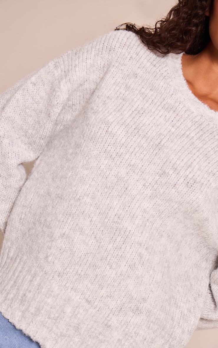 Light Grey Rib Detail Oversized Sweater image 4