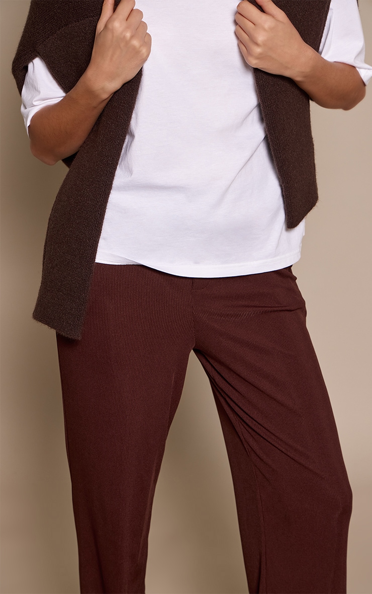 Chocolate Boyfriend Style Wide Leg Trouser image 4